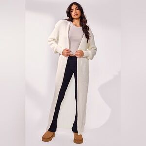 PLT Women's Long Cream Cardigan Sweater